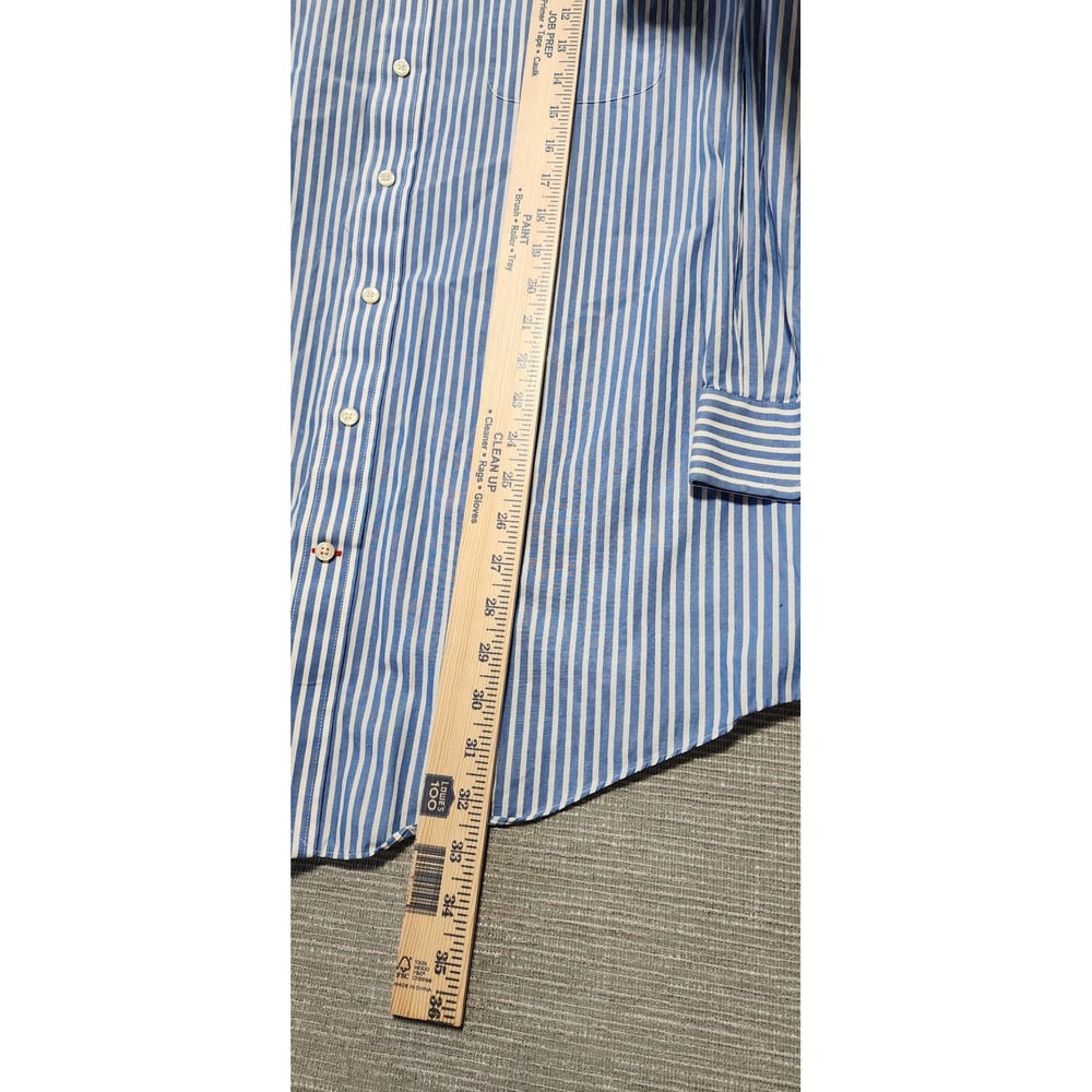 Daniel Cremieux Mens 17 34 Staney Shirt Blue White Striped Cotton Button Down - Picture 4 of 8